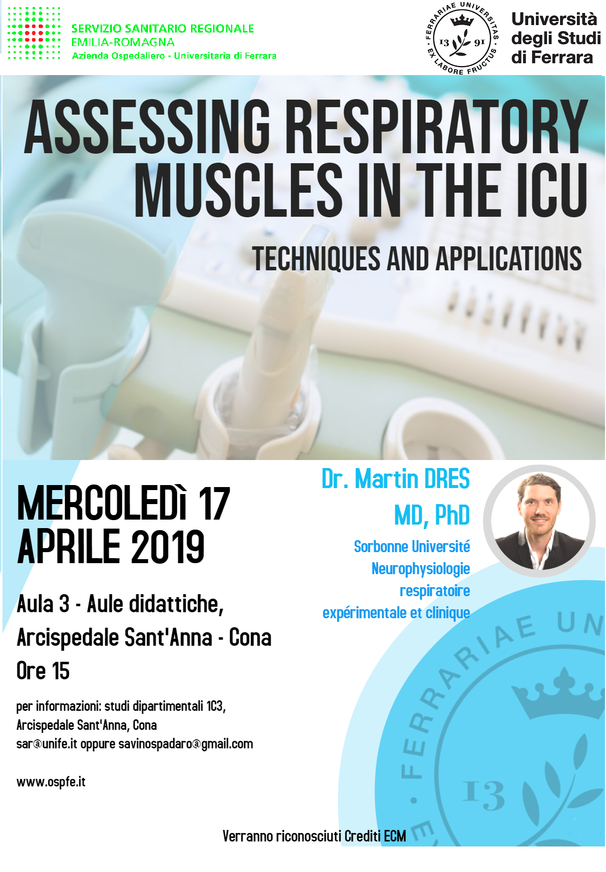 A CONA IL DOTT. MARTIN DRES PARLA DI FUNZIONE DEI MUSCOLI RESPIRATORI IN TERAPIA INTENSIVA