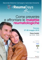 A FERRARA ARRIVA LA CAMPAGNA NAZIONALE #REUMADAYS. IN PIAZZA CASTELLO UN INFO-POINT SULLE MALATTIE REUMATOLOGICHE