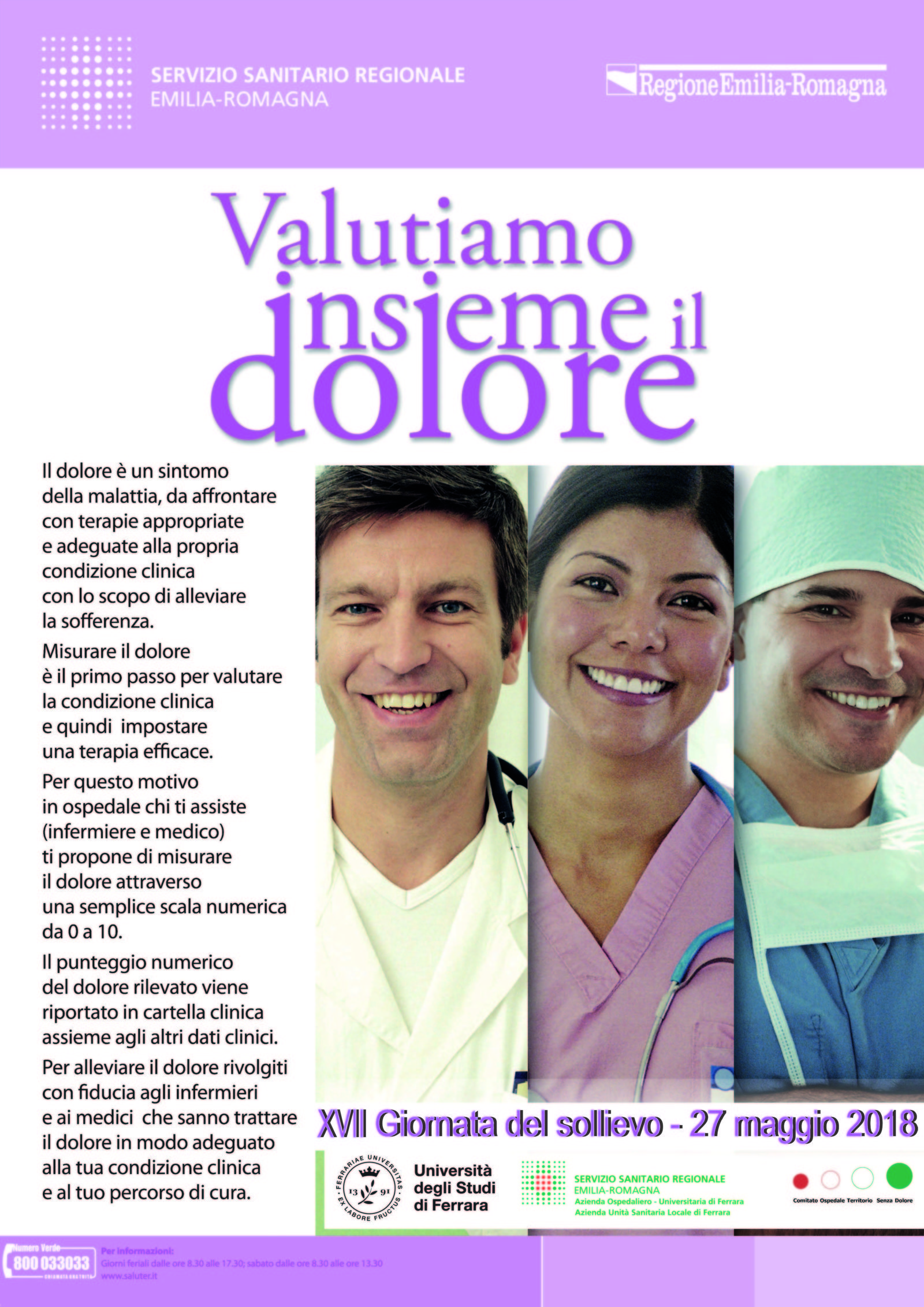 ANCHE FERRARA ADERISCE ALLE INIZIATIVE PER LA XVII GIORNATA NAZIONALE DEL SOLLIEVO