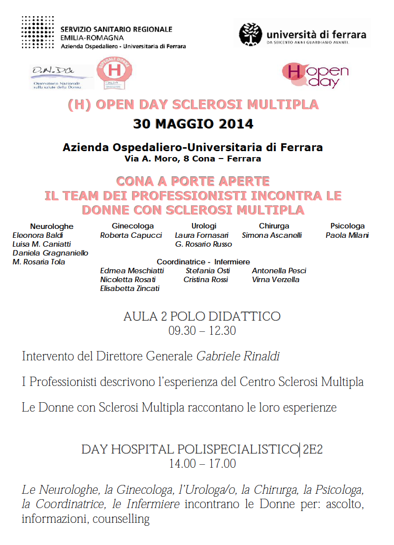 Cona a porte aperte - Il Team dei professionisti incontrano le donne con sclerosi multipla