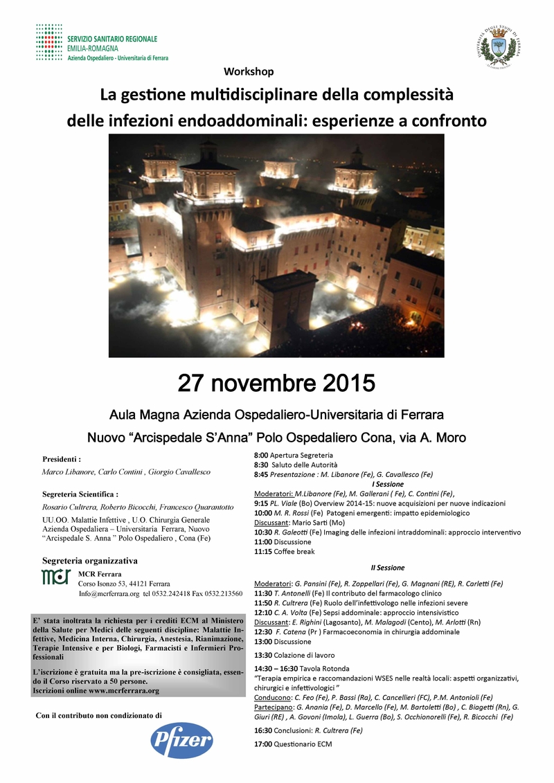 Convegno - "La gestione multidisciplinare della complessità delle infezioni endoaddominali: esperienze a confronto"