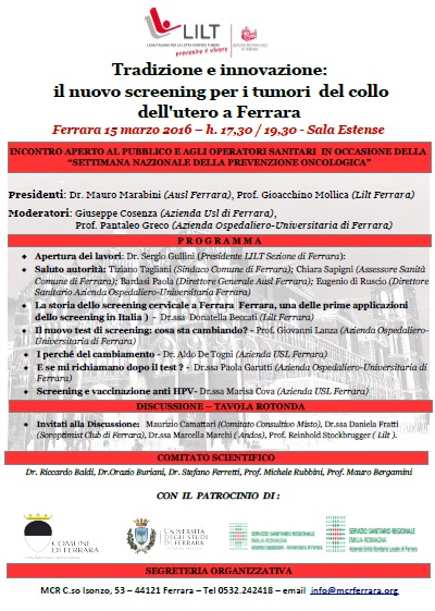 Convegno LILT - Tradizione e innovazione: il nuovo screening per i tumori del collo dell'utero a Ferrara 