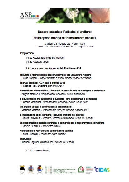 Convegno - Sapere sociale e Politiche di welfare: dalla spesa storica all'investimento sociale