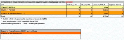Situazione posti letto reparti Covid - 16 luglio 2020 - ore 8.30.jpg