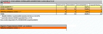 Situazione posti letto reparti Covid - 19 luglio 2020 - ore 18.30.jpg