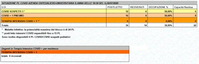 Situazione posti letto reparti Covid - 2 luglio 2020 - ore 18.30.jpg