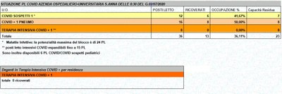 Situazione posti letto reparti Covid - 2 luglio 2020 - ore 8.30.jpg
