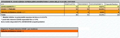 Situazione posti letto reparti Covid - 23 luglio 2020 - ore 18.30.jpg