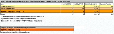 Situazione posti letto reparti Covid - 24 luglio 2020 - ore 8.30.jpg