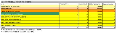 Situazione posti letto reparti Covid - 28 ottobre 2020 - ore 8.30.jpg