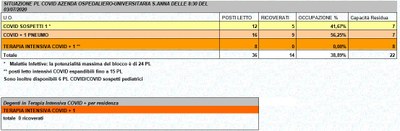 Situazione posti letto reparti Covid - 3 luglio 2020 - ore 8.30.jpg