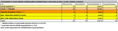 Situazione posti letto reparti Covid - 31 Agosto 2020 - ore 8.30.jpg