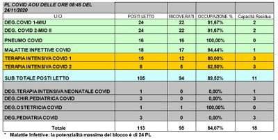 Situazione posti letto reparti Covid -24 novembre 2020 - ore 8.30.jpg