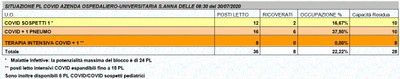 Situazione posti letto reparti Covid - 30 luglio 2020 - ore 8.30