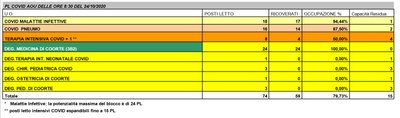 Situazione posti letto reparti Covid - 24 ottobre 2020 - ore 8.30.jpg