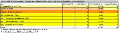 Situazione posti letto reparti Covid - 3 ottobre 2020 - ore 13.30.jpg