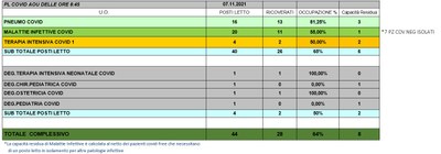 Situazione posti letto reparti Covid 7 novembre 2021 - ore 8.45.jpg
