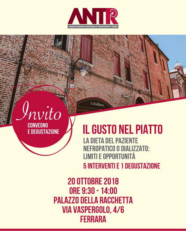ANTR E NEFROLOGIA ORGANIZZANO UN EVENTO PER VALORIZZARE IL SAPORE DEL CIBO NEL PAZIENTE NEFROPATICO