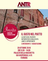 ANTR E NEFROLOGIA ORGANIZZANO UN EVENTO PER VALORIZZARE IL SAPORE DEL CIBO NEL PAZIENTE NEFROPATICO