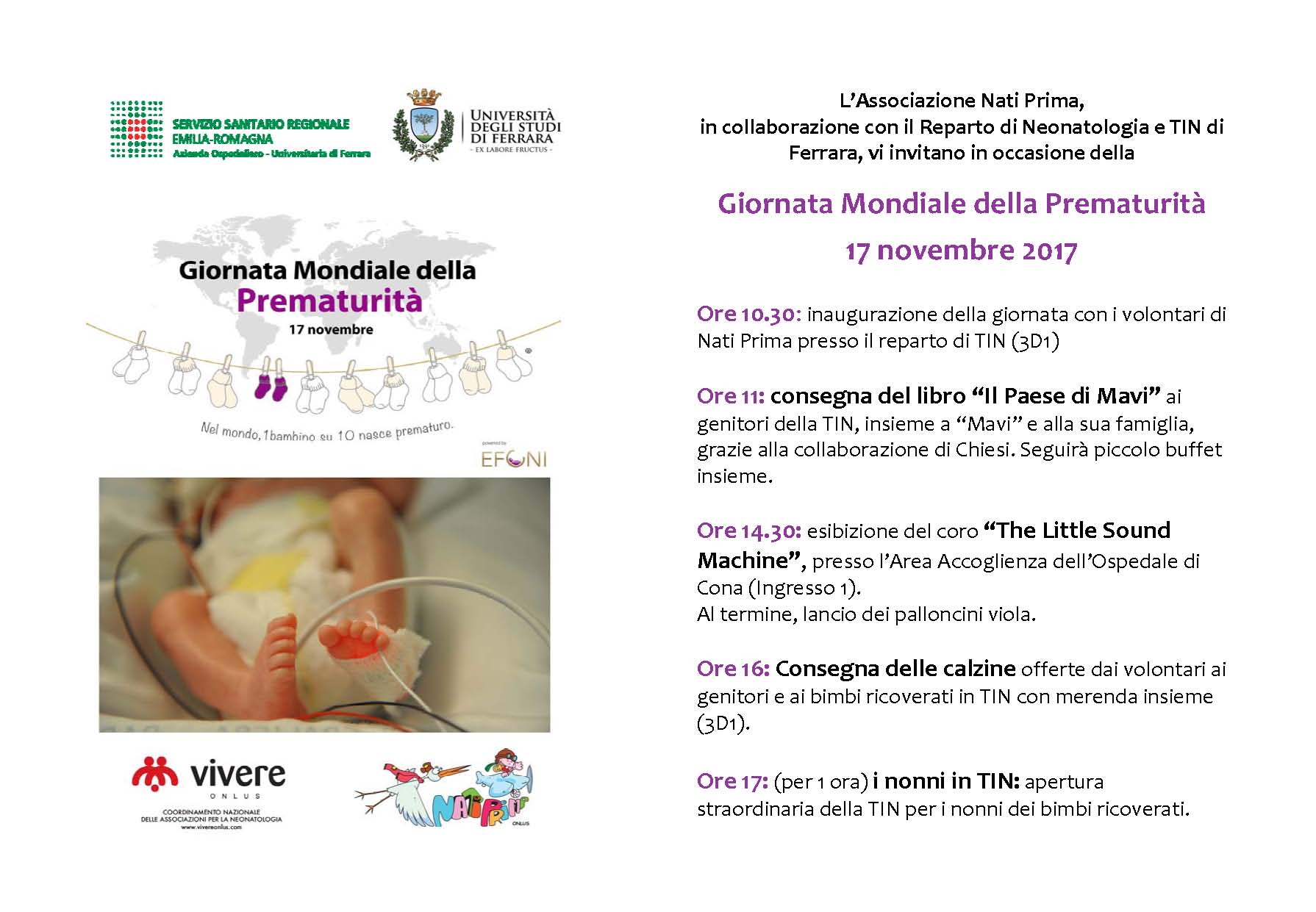 GIORNATA MONDIALE DELLA PREMATURITA’: TUTTE LE INIZIATIVE DEL S. ANNA