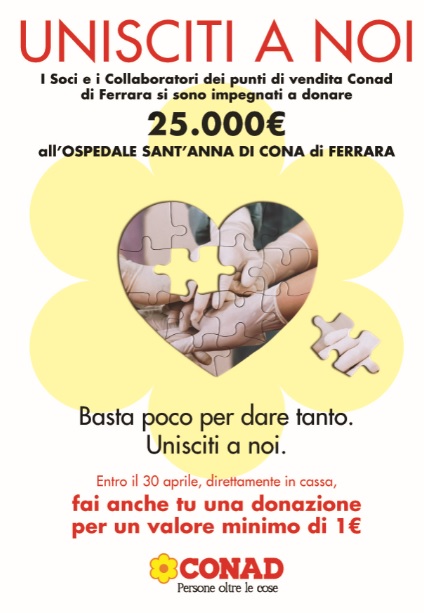 I SUPERMERCATI CONAD A FIANCO DEL SANT’ANNA CON L’INIZIATIVA “UNISCITI A NOI”