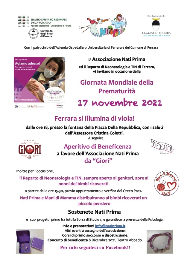 IL 17 NOVEMBRE E’ LA GIORNATA DEL PREMATURO. IL RUOLO DELLA TERAPIA INTENSIVA NEONATALE DEL S. ANNA E L’IMPEGNO DELLE ASSOCIAZIONI DI VOLONTARIATO