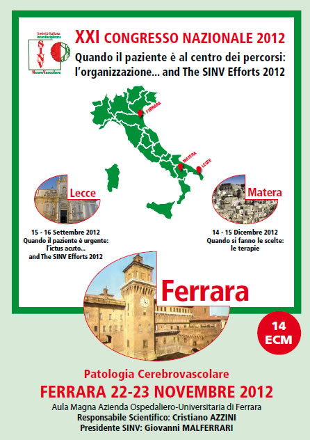 Il 22 e 23 novembre Congresso della Società Italiana Interdisciplinare Neurovascolare