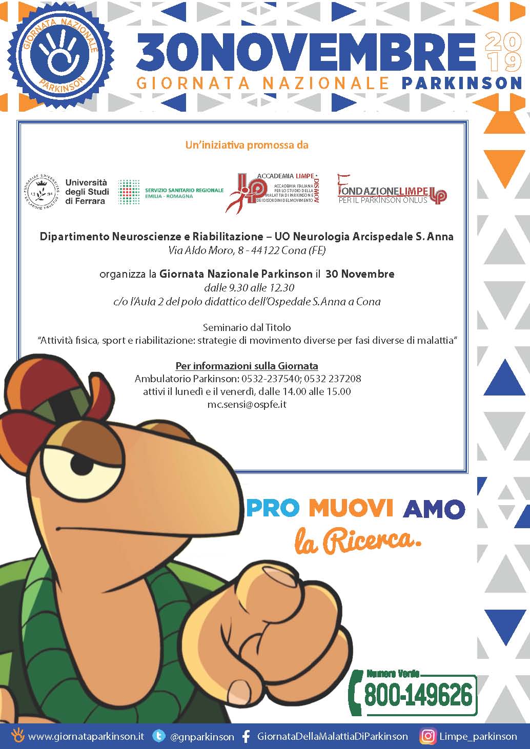 IL 30 NOVEMBRE È LA GIORNATA NAZIONALE DEL PARKINSON. A CONA UN CONVEGNO DEDICATO ALLA PATOLOGIA