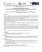 IL 5 OTTOBRE IL SEMINARIO DI STUDIO SULLE STRATEGIE DI INTEGRAZIONE PER LA SANITA’