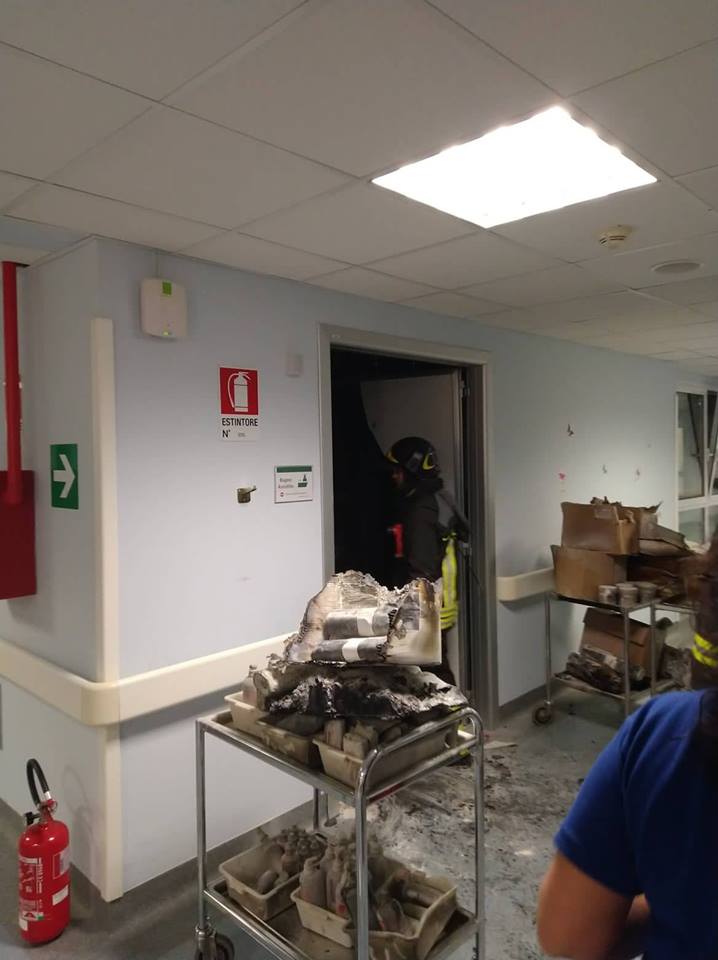 INCENDIO IN UN LOCALE DELL’ONCOEMATOLOGIA