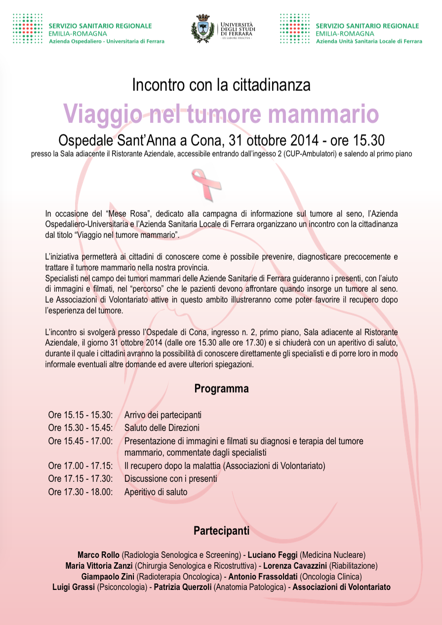 Incontro con la cittadinanza: "Viaggio nel tumore mammario"