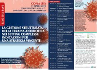LA GESTIONE STRUTTURATA DELLA TERAPIA ANTIBIOTICA: SE NE PARLA L’11 APRILE IN UN CONVEGNO A CONA