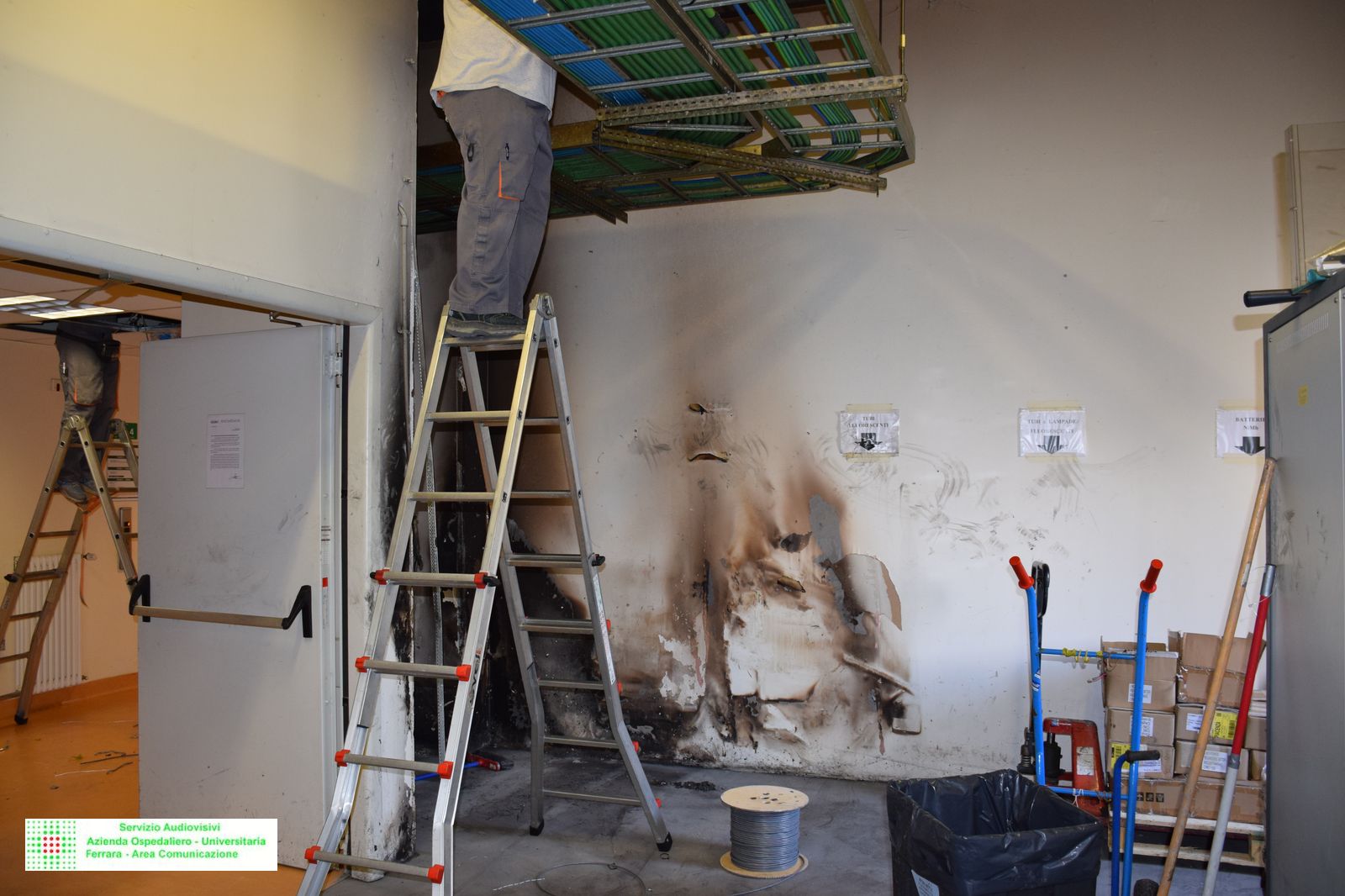 PICCOLO INCENDIO IN UN LOCALE TECNICO DELL’OSPEDALE