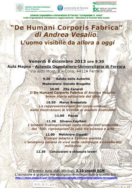 Seminario - “De Humani Corporis Fabrica” di Andrea Vesalio. L’uomo visibile da allora a oggi