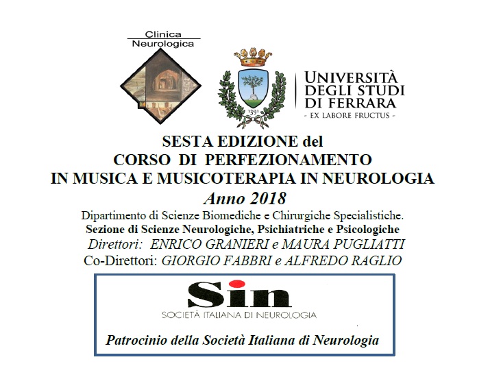 Sesta edizione del corso di perfezionamento in Musica e Musicoterapia in Neurologia anno 2018