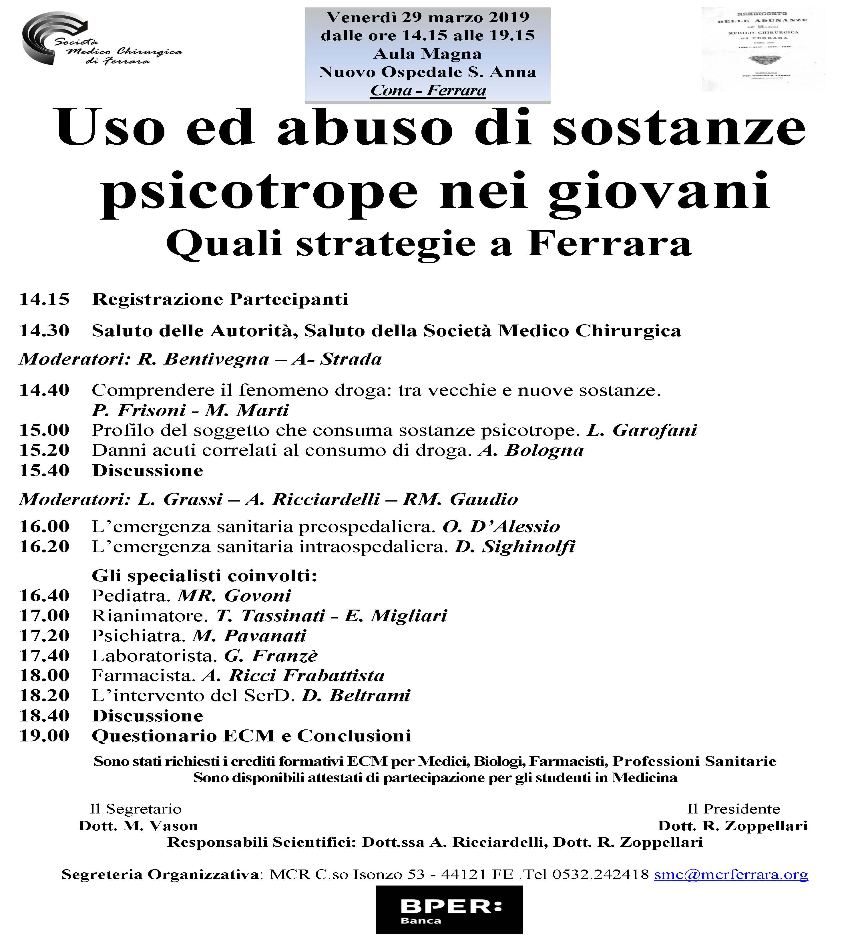 USO E ABUSO DI SOSTANZE PSICOTROPE NEI GIOVANI:  Quali strategie a Ferrara